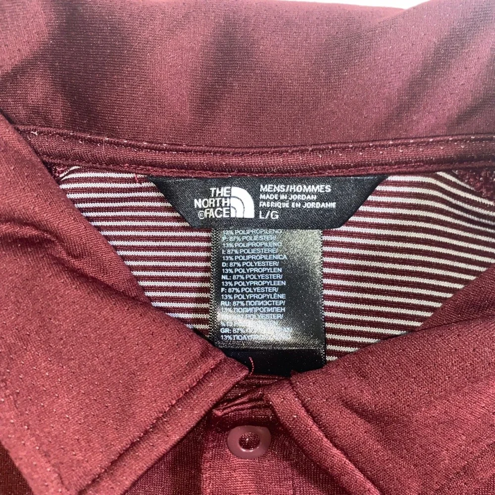 The North Face Mens‎ FlashDry Polo Shirt Burgundy Maroon Large Short Sleeve L